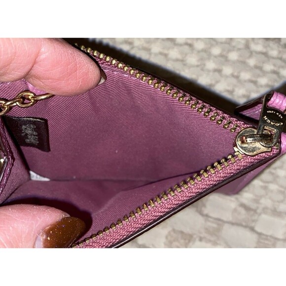 Coach ID Wallet Card Holder Coin Holder Keychain Dusty Rose Zip Top Lightweight - Picture 6 of 12
